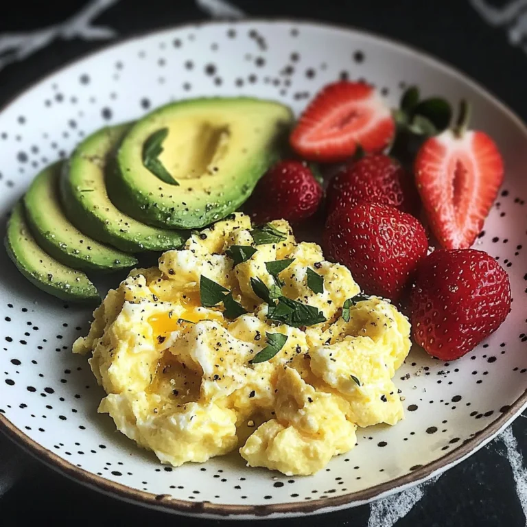 Scrambled Eggs with Avocado & Strawberries