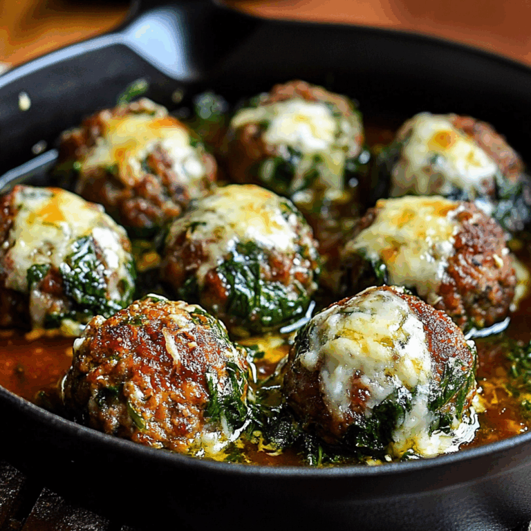 Spinach Garlic Meatballs Stuffed with Mozzarella